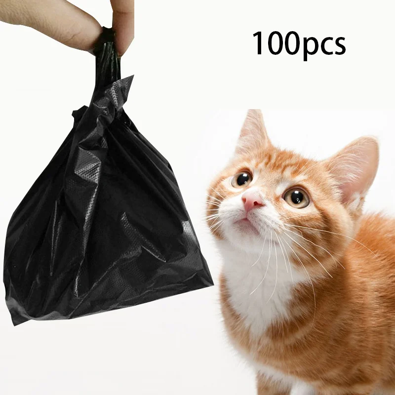 100pcs black pet poop bag, cat poop litter bag, plastic litter bag, medium sized portable dog poop bag