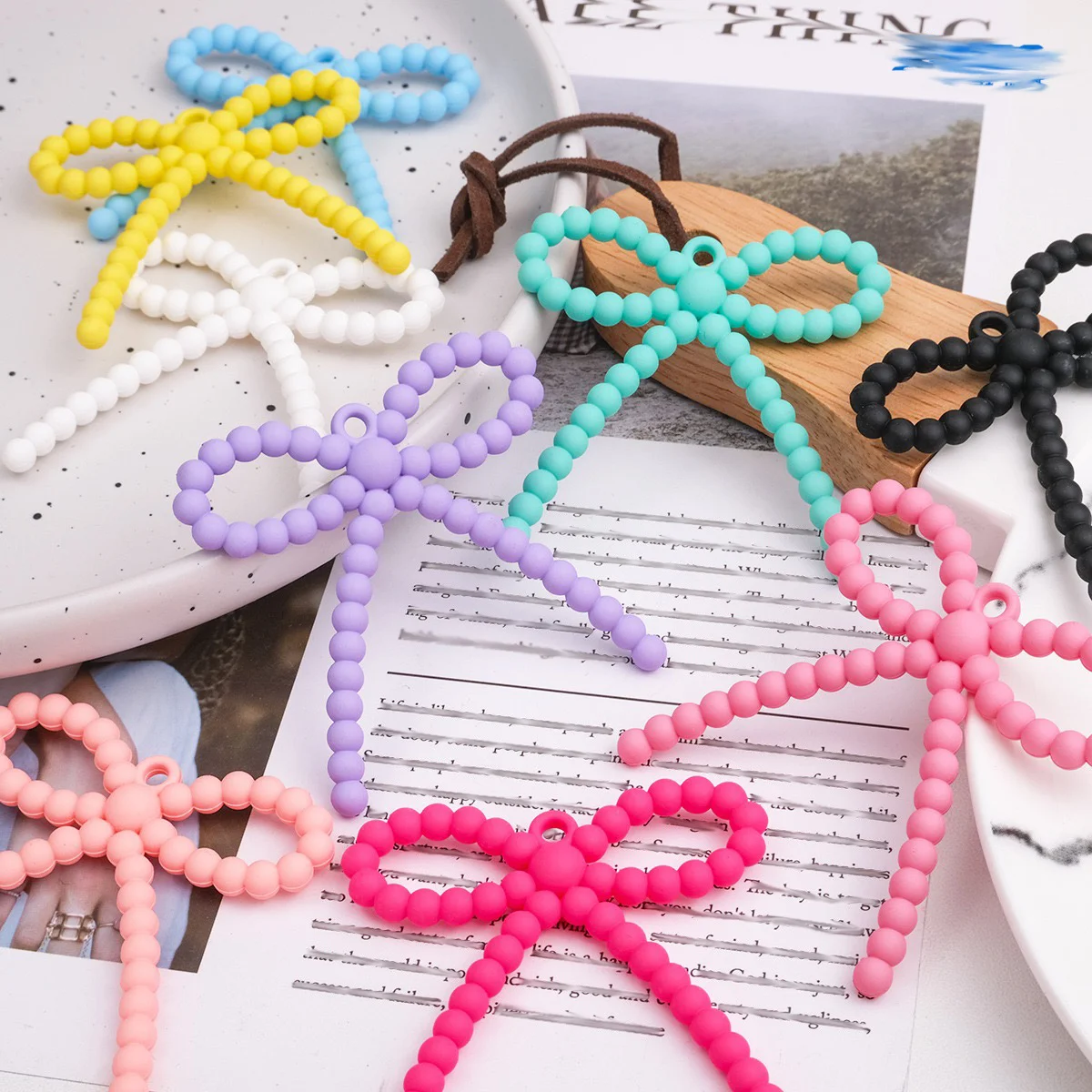 

Cordial Design 58*60MM 50Pcs Jewelry Findings & Components/Matte Effect/Hand Made/Bowknot Shape/Acrylic/DIY Pendant #18677