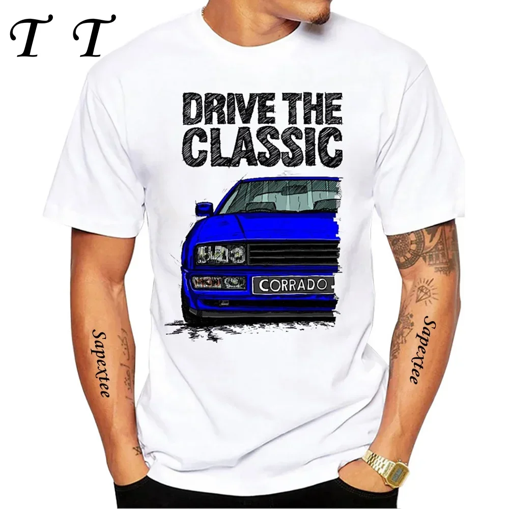 

90's Drive The Classic Corrado T-Shirt Summer Men Short Sleeve Hip Hop Boy Casual White Tops Legend Car Funny Design Cool Tees