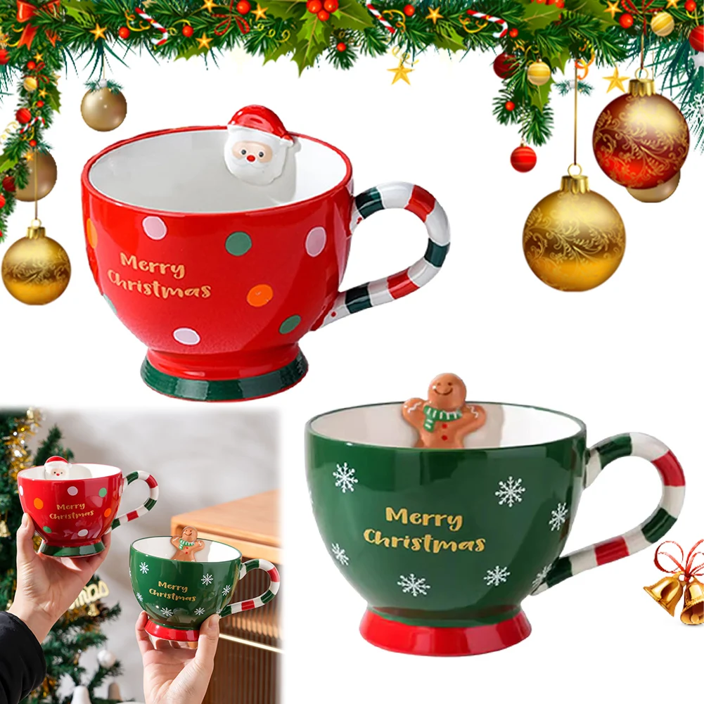 500ml Christmas Theme Ceramic Breakfast Cups Large Capacity Merry Christmas Ceramic Coffee Mug Ceramic Xmas Mug Porcelain Mugs