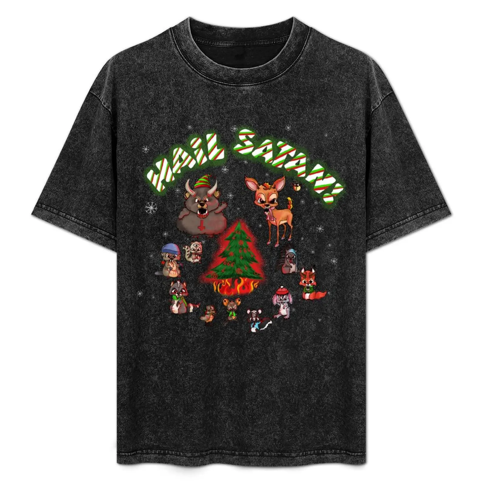 

Woodland Critter Christmas Hail Satan! T-Shirt Soft Touch Basic Cotton T-Shirt