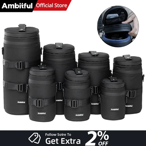Ambitful-Bolsa para lentes de cámara, bolso de hombro para fotografía DSLR de alta calidad, funda de transporte para lentes Canon, mochila Nikon Sony Fuji