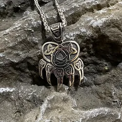 Vintage Celtic Knoten Viking Amulett Bär Edelstahl Anhänger Tier tier Klaue Mens Geschenk Punk Halskette Kette Schmuck Großhandel