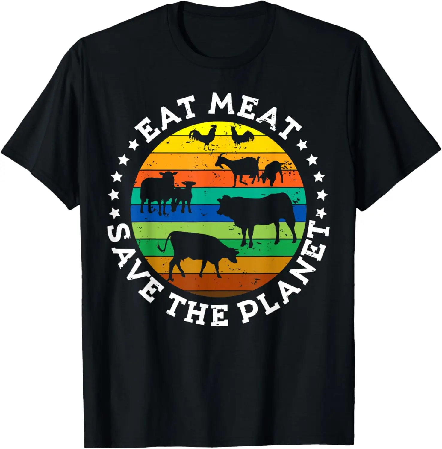 

EAT MEAT SAVE THE PLANET Vintage Retro Original Design T-Shirt