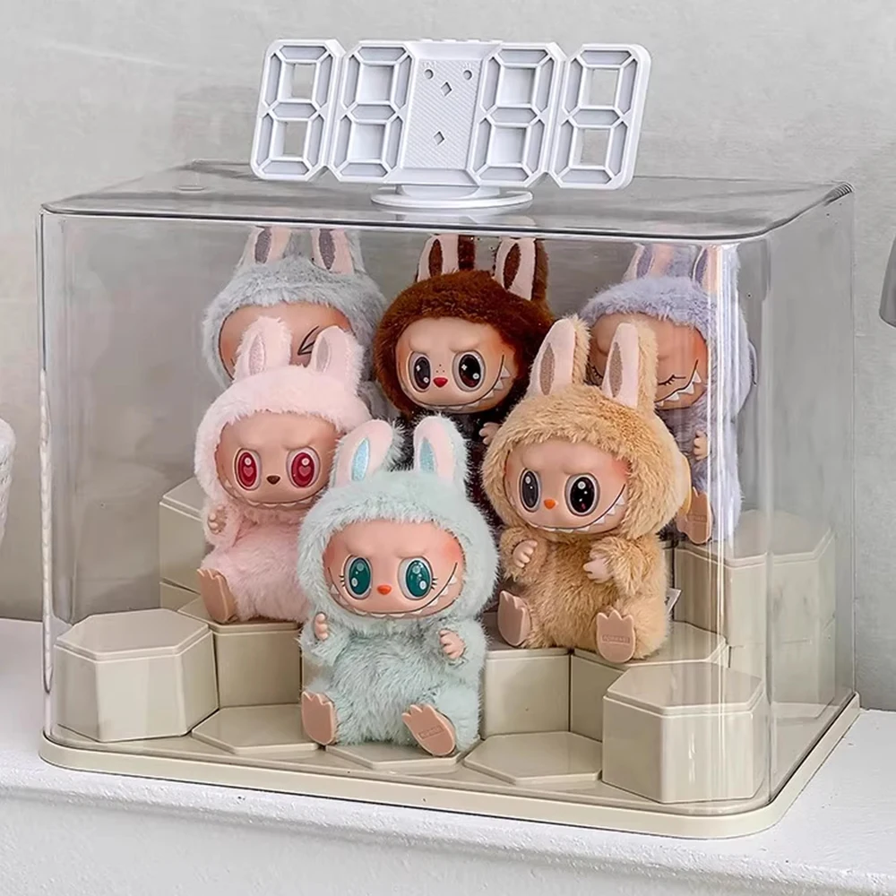 14 Grid Plastic Storage Box, Figurine Model Display Table, Transparent Dust Cover, Home Storage Cabinet