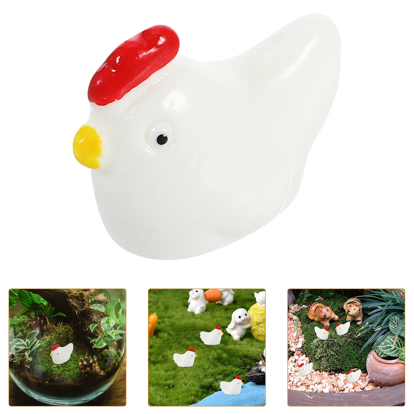 

10Pcs Mini Resin Chickens Detailed Farm Animals for DIY Moss Landscape Terrarium Decor Creative