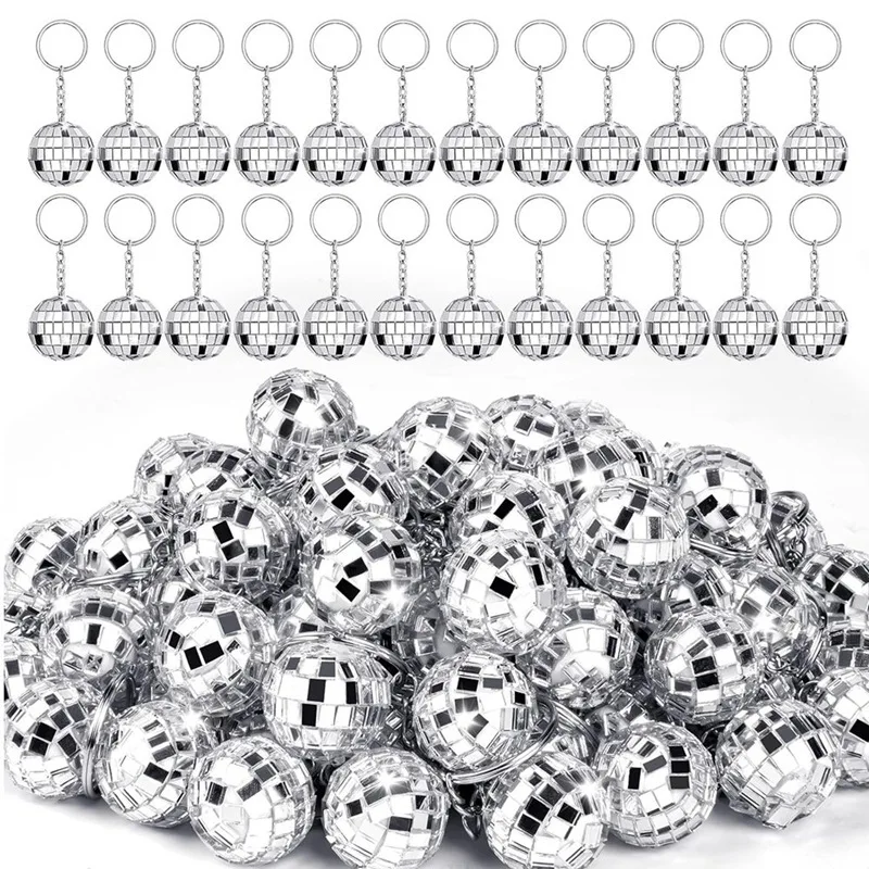 50Pcs Mini Disco Ball Keychain, Mirror Disco Ball Bulk Keyring Party Favors For 70S 80S Disco Party Supplies