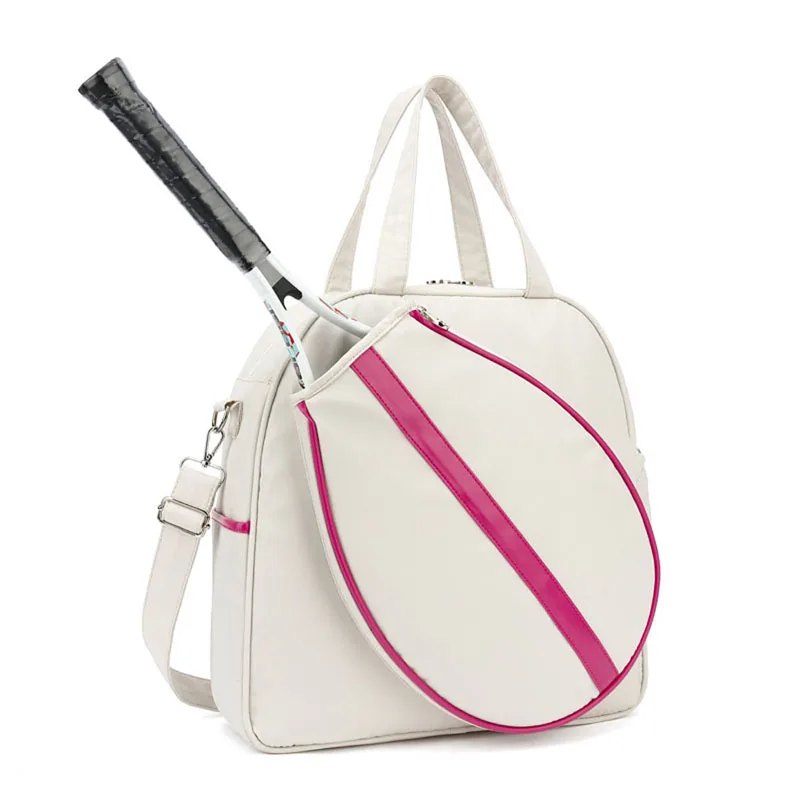 

Outdoor Girls Women's Tennis Bag Durable Nylon Badminton Racket Shoulder Bag White Pink Racket Warehouse Handbag Gym Sports Bags