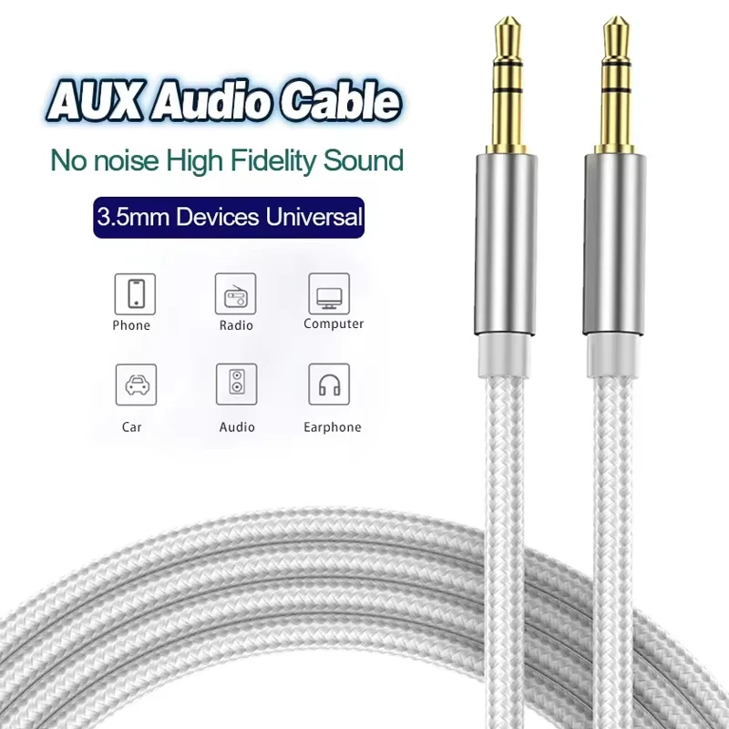 3.5mm To 3.5mm AUX Audio Cable 3.5mm Jack Speaker Cable For JBL Headphones Car Samsung Xiaomi Redmi 5 Plus Oneplus MP3 AUX Cord