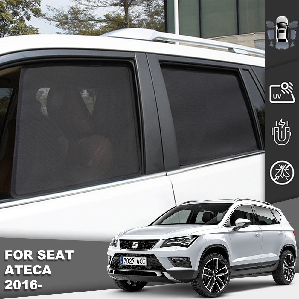 Для SEAT Ateca 2016-2022 2023 2024 Магнитный автомобильный солнцезащитный козырек, занавеска на переднее лобовое стекло, задняя сторона, детское