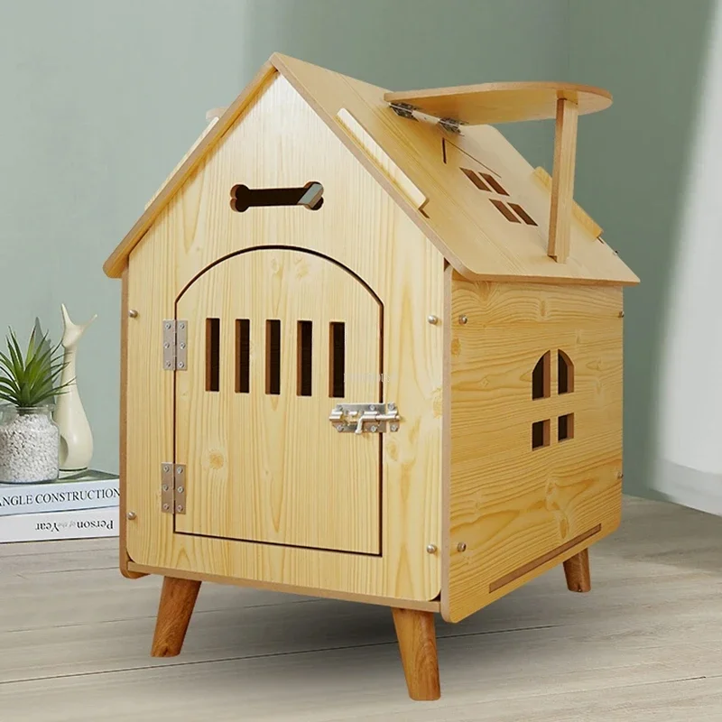 

-Creative Solid Wood Dog Houses Four Seasons Universal Winter Warm Cat And Dog House Modern Outdoor Wooden House Indoor