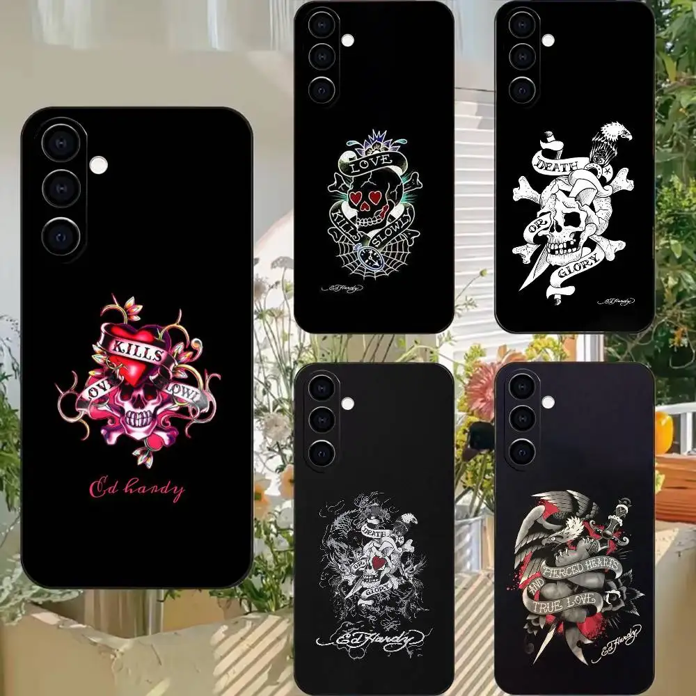 Street Ed Brands Hardy Colorful  Black Soft Silicone Phone Case for Samsung A73 20,21,22,31,32,52,53,72