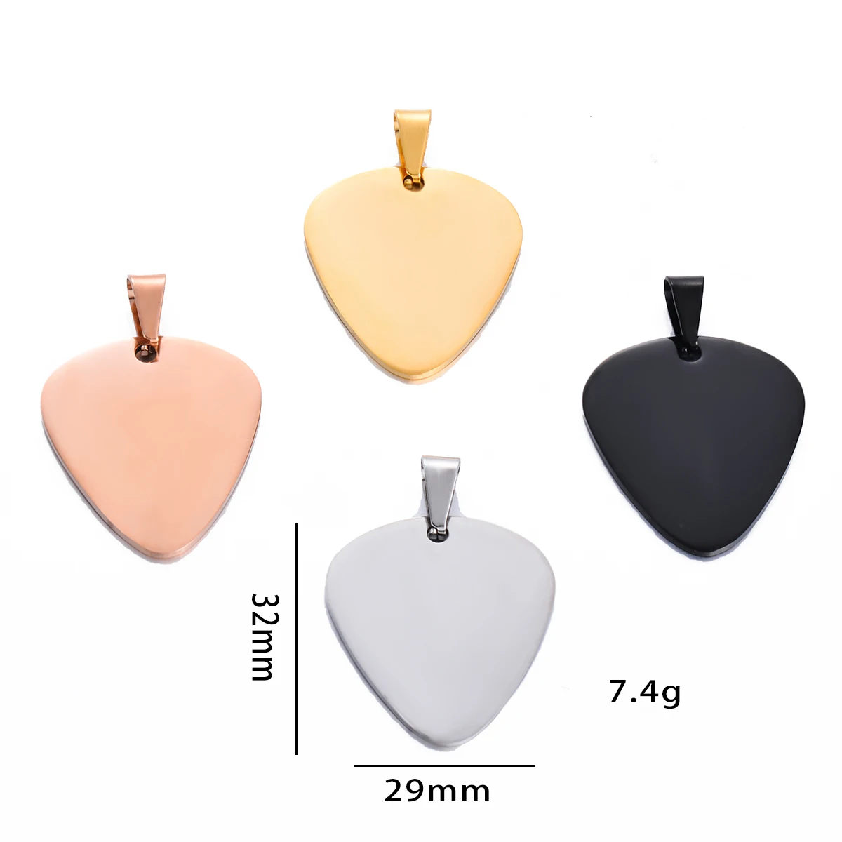 Wholesale 10 pcs Dog Tag 4 Colors Unisex Stainless Steel Stamping Blank ID Dog Tags Guitar Pick Pendant Necklace ID Jewelry