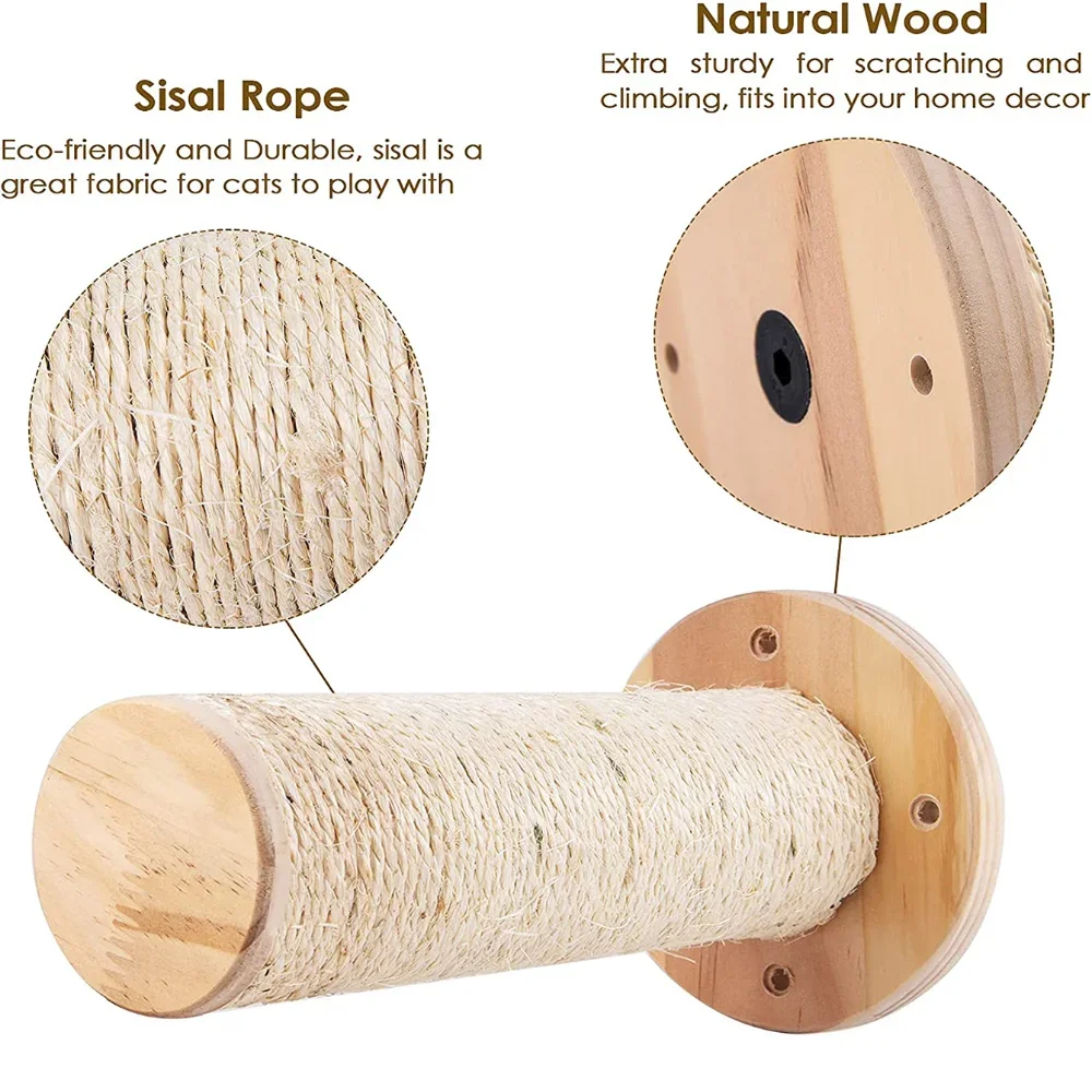 Настенные полки для лазанья для кошек, башня для кошачьего дерева с сизалевой лестницей, когтеточка, игровая площадка для кошек, подиум в небес, игрушка для котят