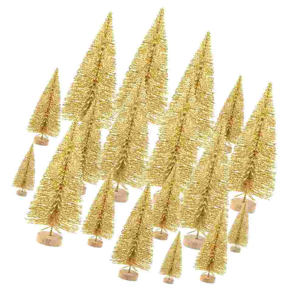 

48 Pcs Fake Snow Frost Trees Christmas Ornaments Desk Decoration Xmas Party Supplies Golden Plant