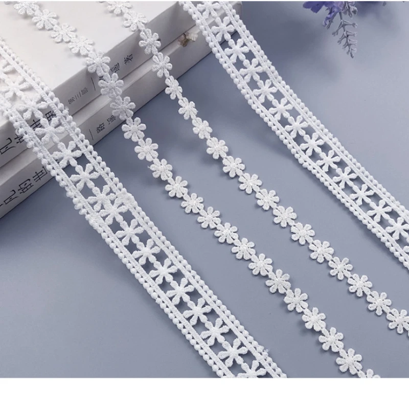 New Daisies Sunflowers 2cm Bilateral Dress Lace Accessories  Trim  Ribbon Sewing White Lace Applique Clothes Curtain Decoration