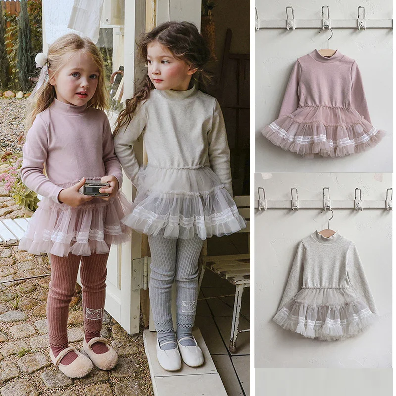 

Girls' Dress 2025 Winter New Pink Fashion Korean Edition Children's Long Sleeve Dress with Velvet Warmth Sweet Princess Dress