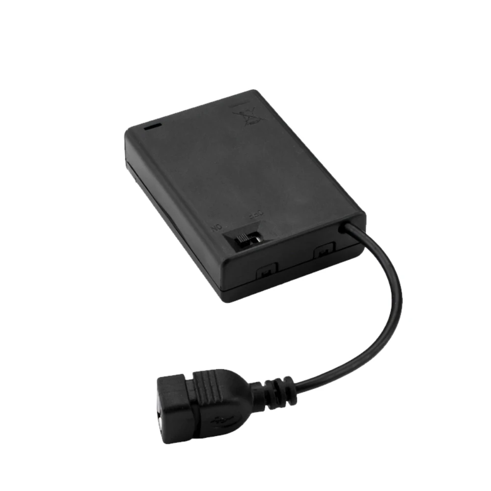 3/4 Slot AA Battery Holder 4.5V/6V AA Battery Box with Lead Wire ON/Off Switch and Screw Cap Case Back Cover USB Power Interface