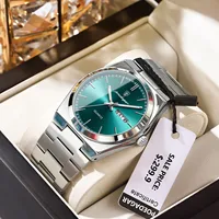 POEDAGAR, relojes de lujo para hombre, Reloj luminoso resistente al agua con fecha y semana para hombre, Reloj de pulsera informal de acero inoxidable a la moda de cuarzo para hombre, Reloj
