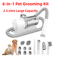 6 In 1 Pet Grooming Vacuum Kit Dog Grooming Clippers Pet Hair Remover With Power 2.5L Large Suction & Low Noise Pet Hair Kits