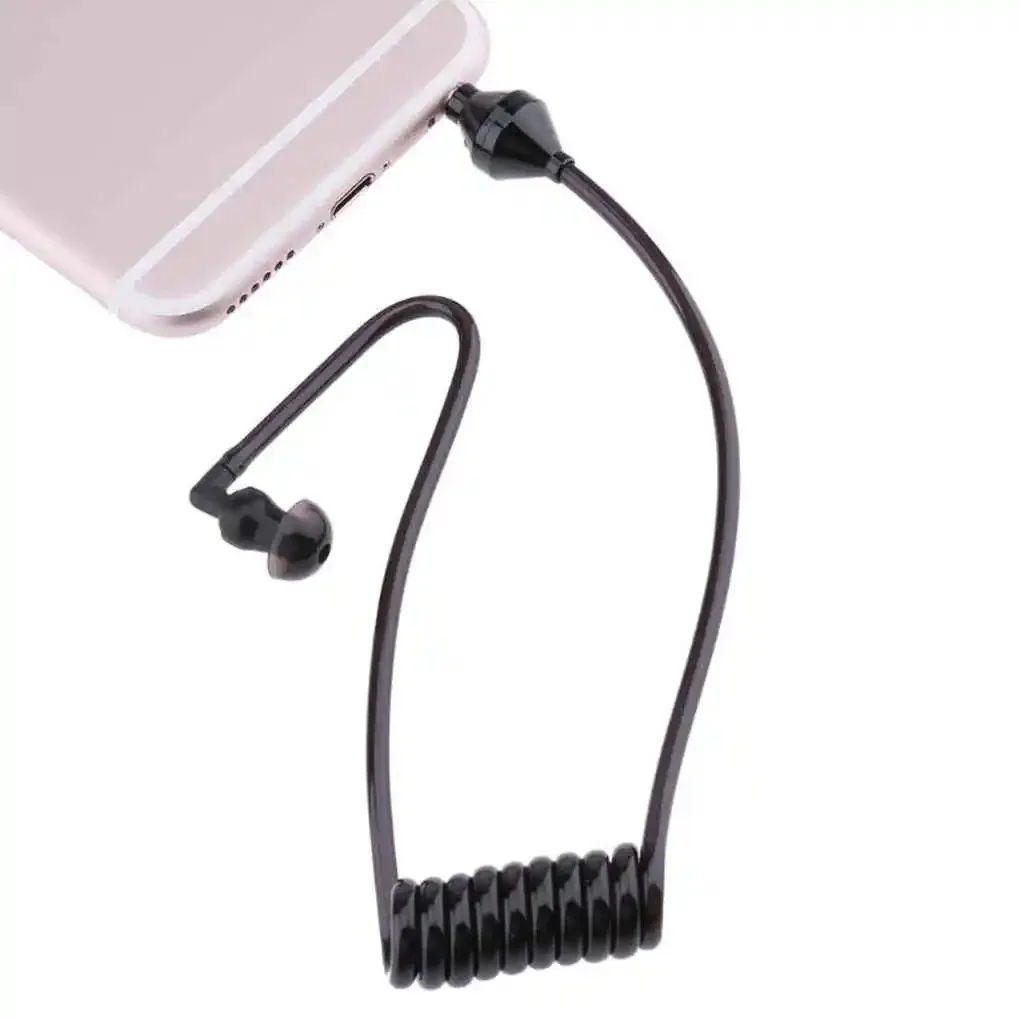Nowe kable spiralne do słuchawek 3,5 mm z pojedynczym słuchaniem Funkcja mono Słuchawka douszna Stereofoniczny zestaw słuchawkowy tylko do słuchania — zdjęcie produktu 2