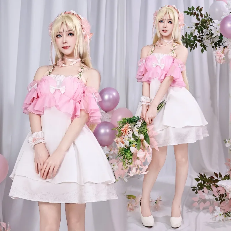 

New Cartethyia Costume Game Wuthering Waves Cosplay Sweet Cute Dress Wig with Accessories Full Set for Women Theme Party