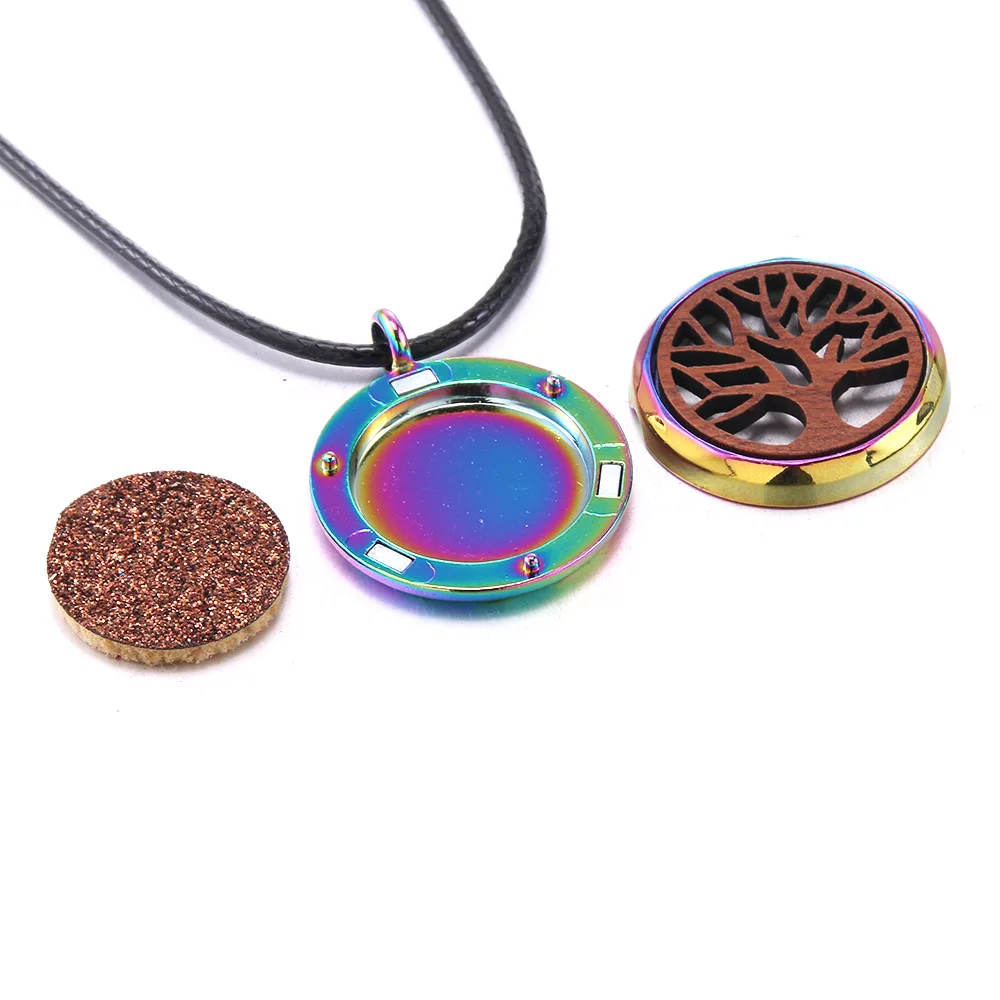 Fashion Aromatherapy Necklace Metal Wood Vintage Charm Pendant Locket Pendant Essential Oil Diffuser Ladies Trend Jewelry Gift