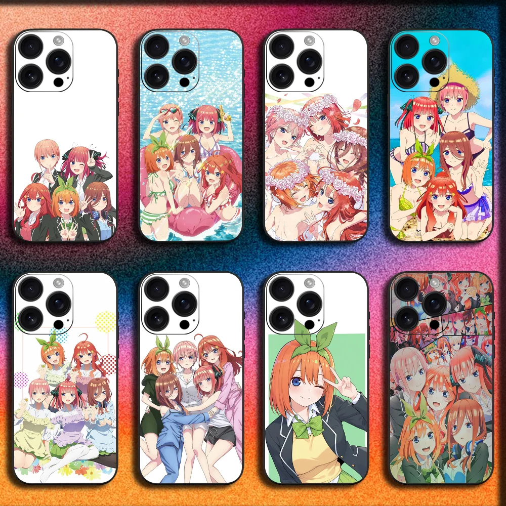 

Q-Quintessential Quintuplets Manga Phone Case For iPhone 16,15,14,13,12,11,Pro,XS,Max,XR,Plus,E,Mini Soft Black Cover
