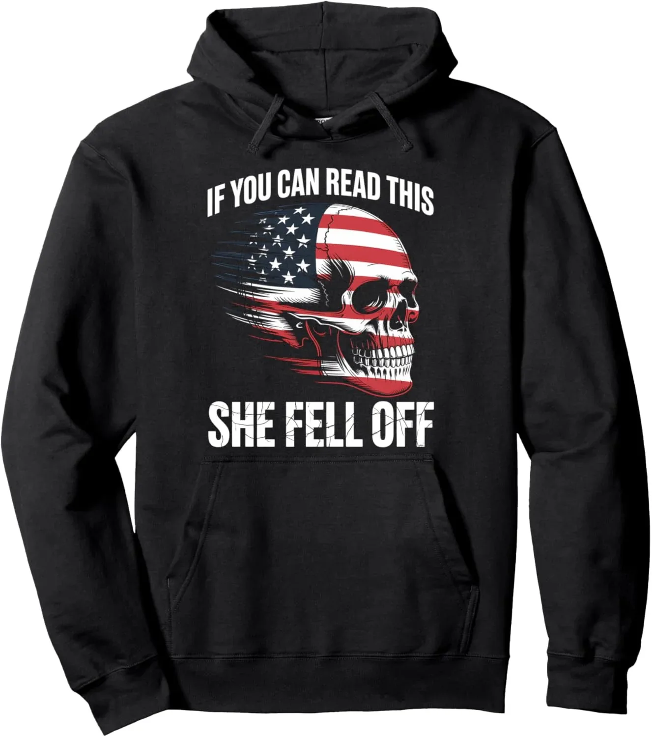 

Autumn and Winter "American Skull Humor" Patriotic - Themed Cotton Hoodie, Bold and Fun Sweatshirt