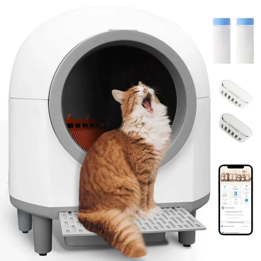 

Smart Self-Cleaning Cat Litter Box with APP Control & Odor-Free Technology, Automatic Litter Box, with Litter Control Pedal