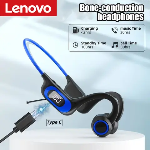 Lenovo Bone Conduction Headphones Bluetooth Headphones Wireless Air Conduction Headphones Waterproof for Running and Sports G3