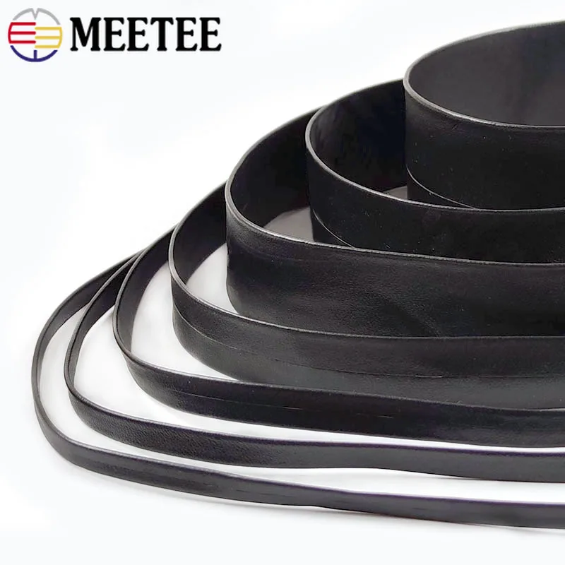 

10M 3-50mm PU Webbing Strap To The Meter Leather Decorative Ribbon for Sewing Bag Straps Necklace Bracelet Band Crafts Materials