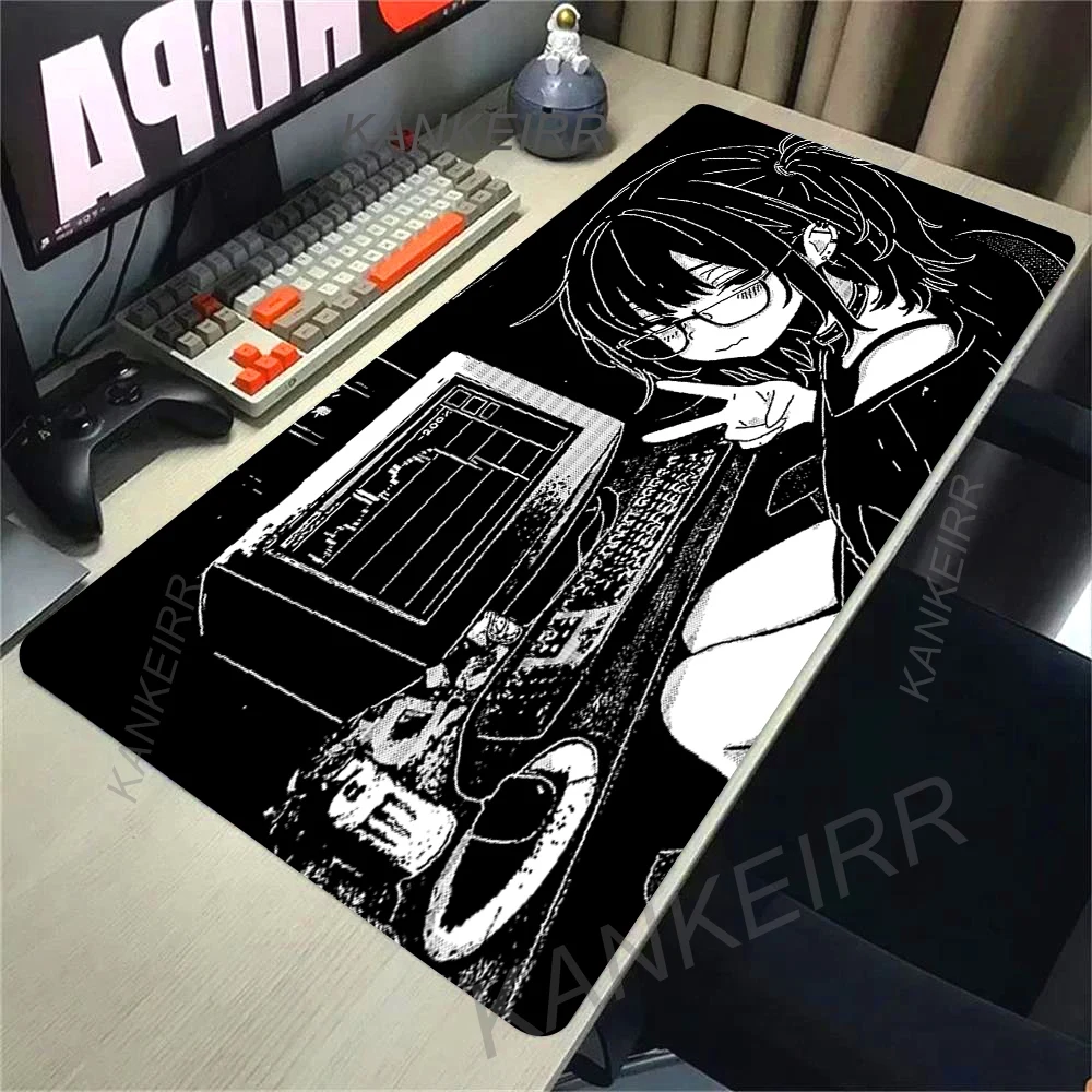 XXL Anime Girl Mouse Pad Black White Mousepad Large Gaming Keyboard Pads Office Pc Accessories Desk Mat PC Cabinet Mats Rug — XXL