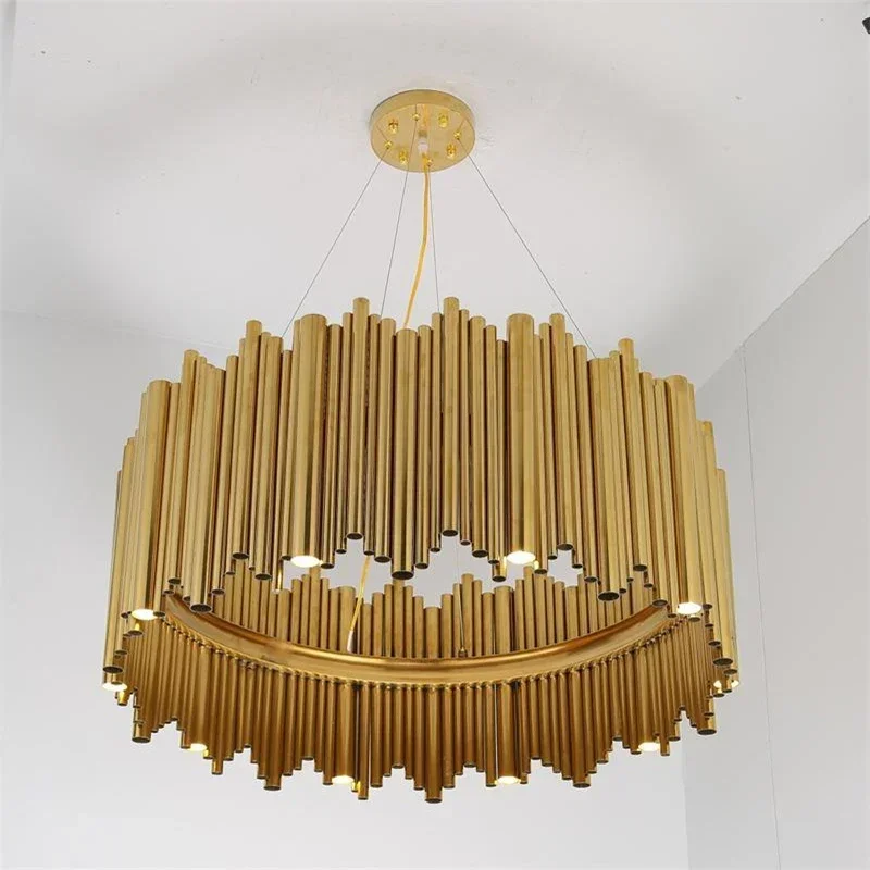 Italy Design Pendant Light Gold Delightfull Brubeck Led Chandelier Aluminum Alloy Tube Suspension Luminaire Fashion Project Lamp