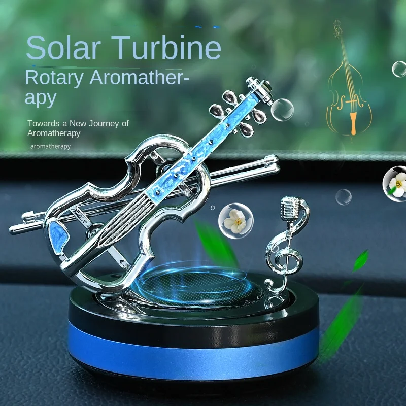 Solar violin rotating car decoration Car interior console aromatherapy adornment durable light