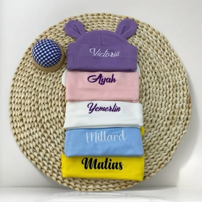 Couverture tricotée avec nom personnalisé, bonnet en coton biologique, coffret cadeau pour nouveau-né, cadeaux de réception-cadeau pour bébé, automne 2025