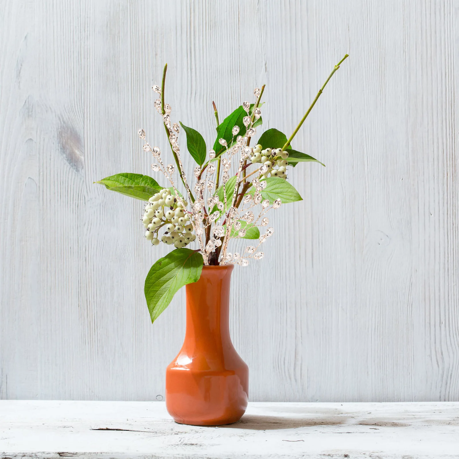 

2Pcs Christmas Acrylic Beads Picks Xmas Artificial Berry Stems Fake Branches for Vase Decor Holiday Floral Arrangement