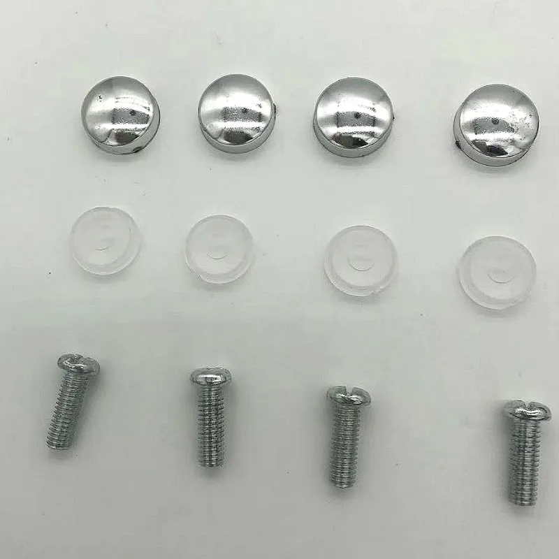 1set/12 Pcs ABS Chrome License Plate Frame Screw Nut Caps+Bolt Cover Set For Car Truck+screws