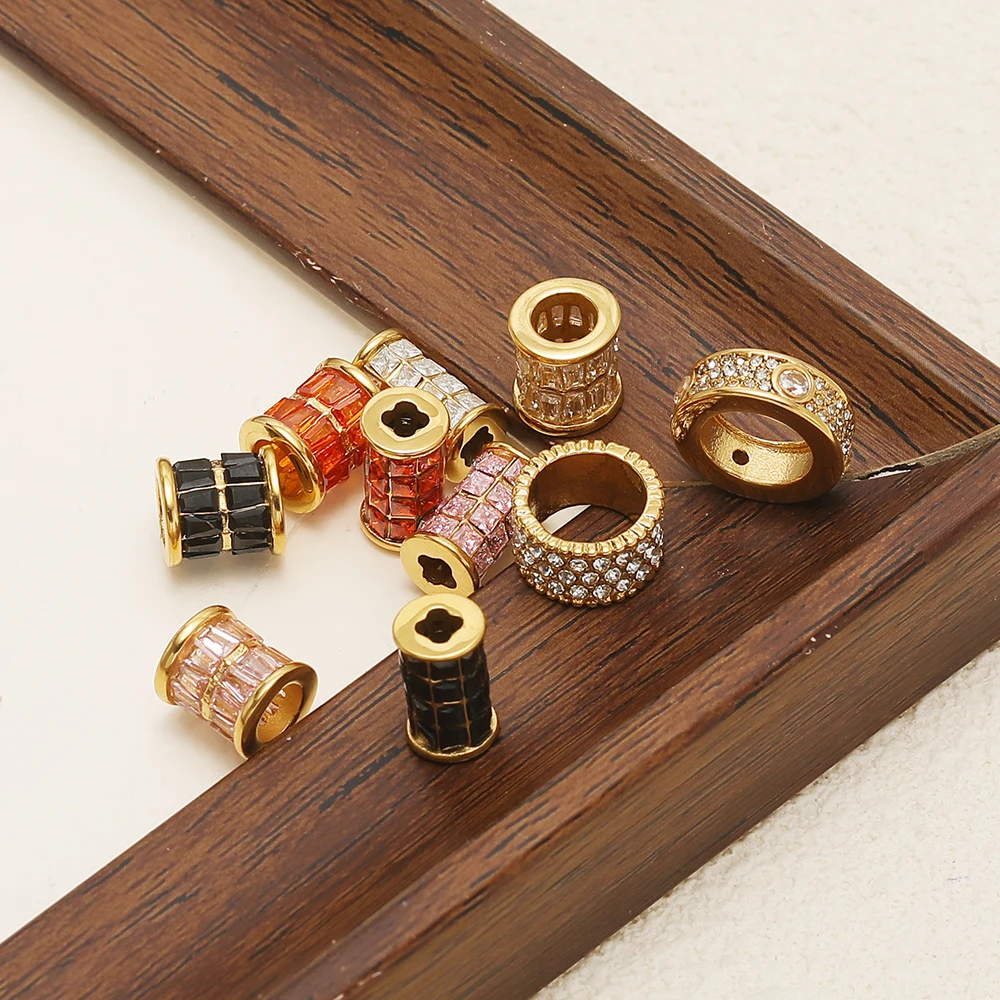 3 Stück Edelstahl-Zirkonia-Röhrchen-Abstandsperlen für DIY-Schmuckherstellung, Ohrringe, Armbänder, Anhänger, Halsketten-Zubehör – Detail 5