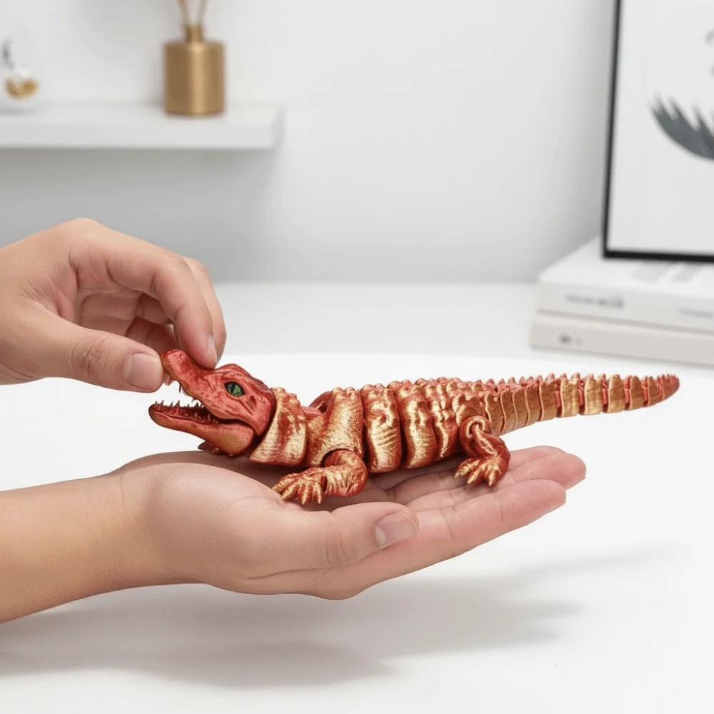 Creative 3D Printed Simulation Crocodile Model Moveable Lifelike Crocodile Figure Model Articulated Multi-joint