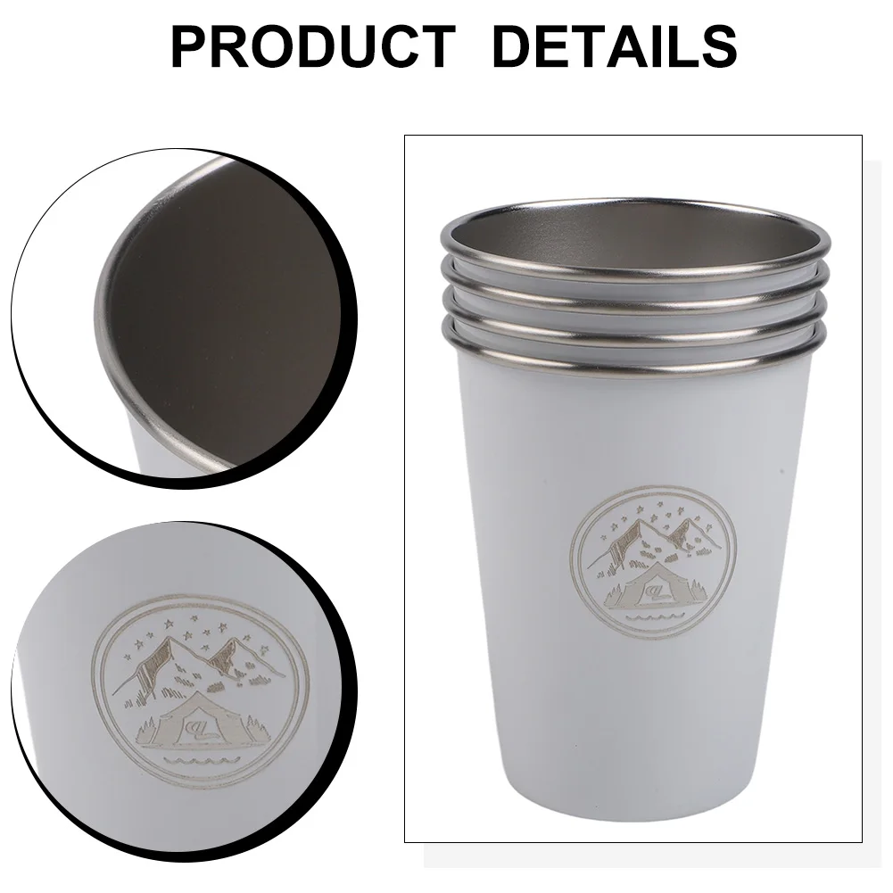 304 Stainless Steel Outdoor Mug Set Stackable and Lightweight for Camping and Picnics with Convenient Carrying Bag