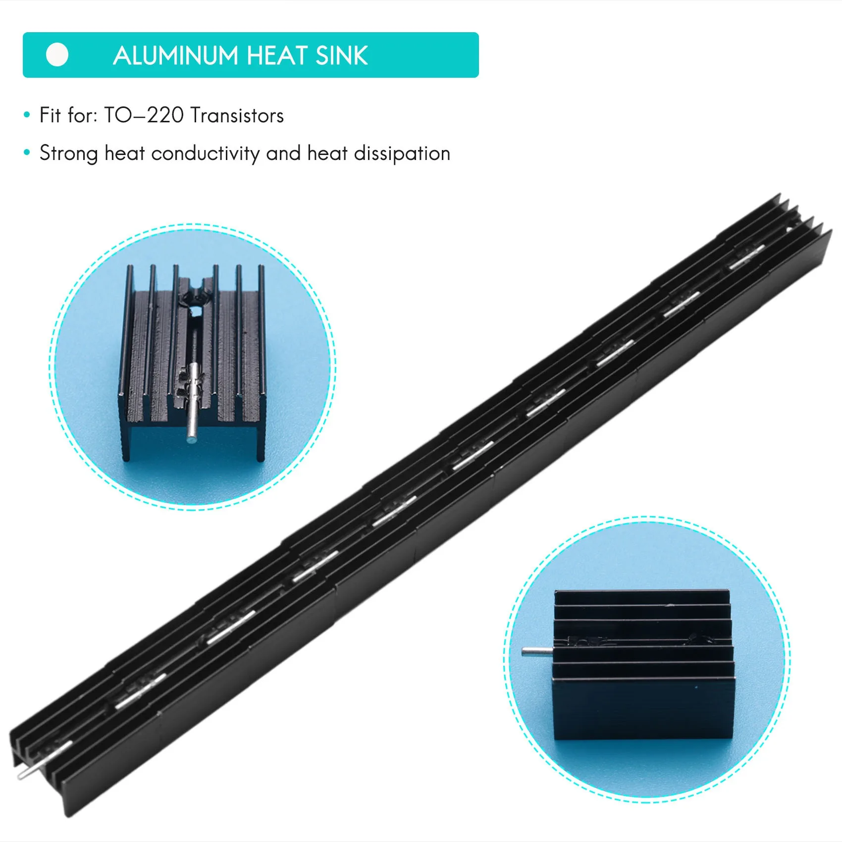 10 Pcs 21x15x11mm Black Aluminum Heat Sink for TO-220 Mosfet Transistors