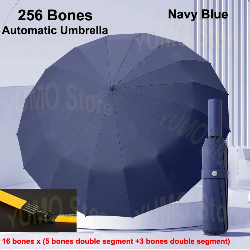 256 Bones Super Windproof Umbrella All Weather Umbrellas Large Size Men Automatic Business Umbrella UV Protection Women Sunshade