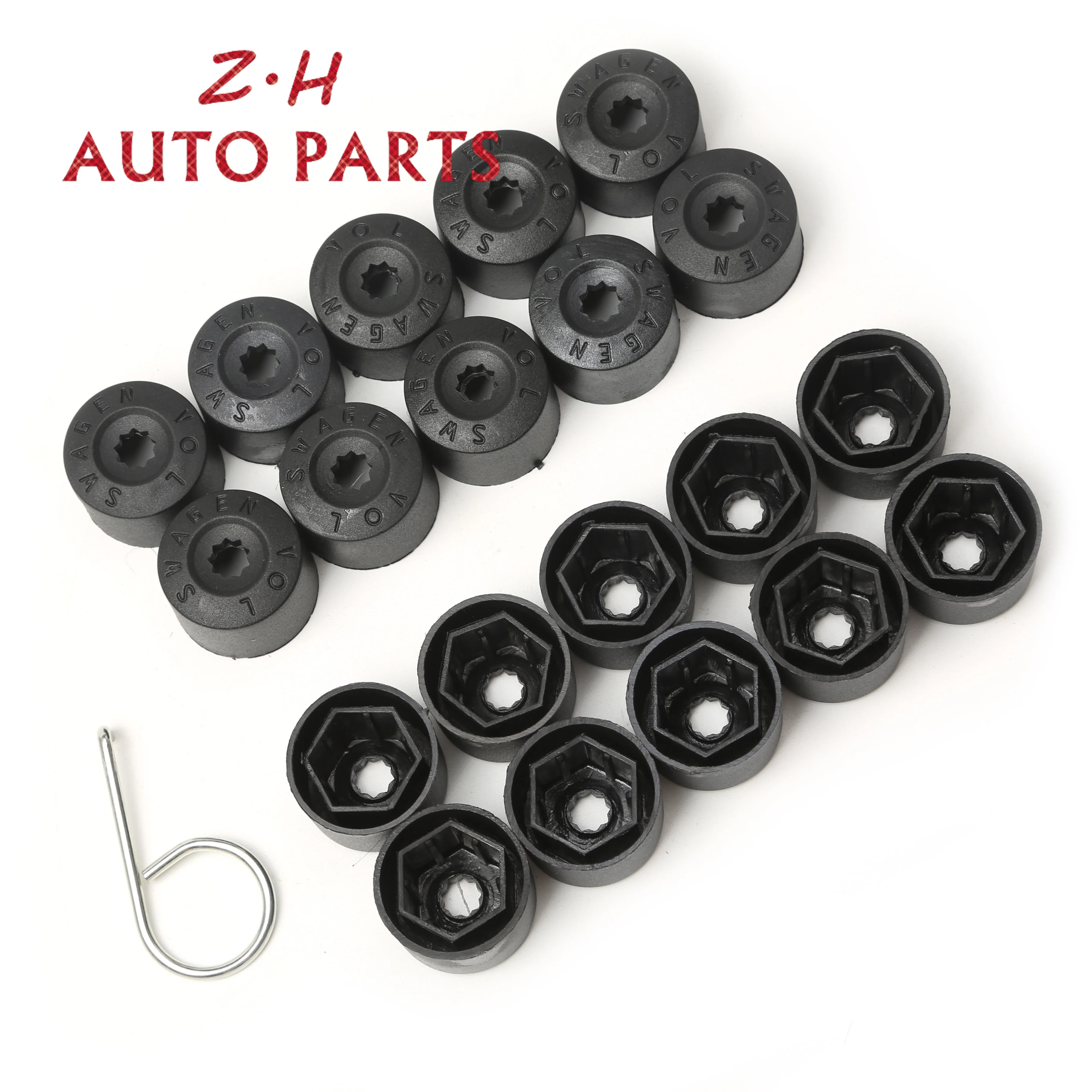 

20Pcs 1K0 601 173 A Black Wheel Lug Nut + Anti-theft Wheel Lug Nut Cap Cover For Passat Jetta Golf MK5 3C0 601 173 A