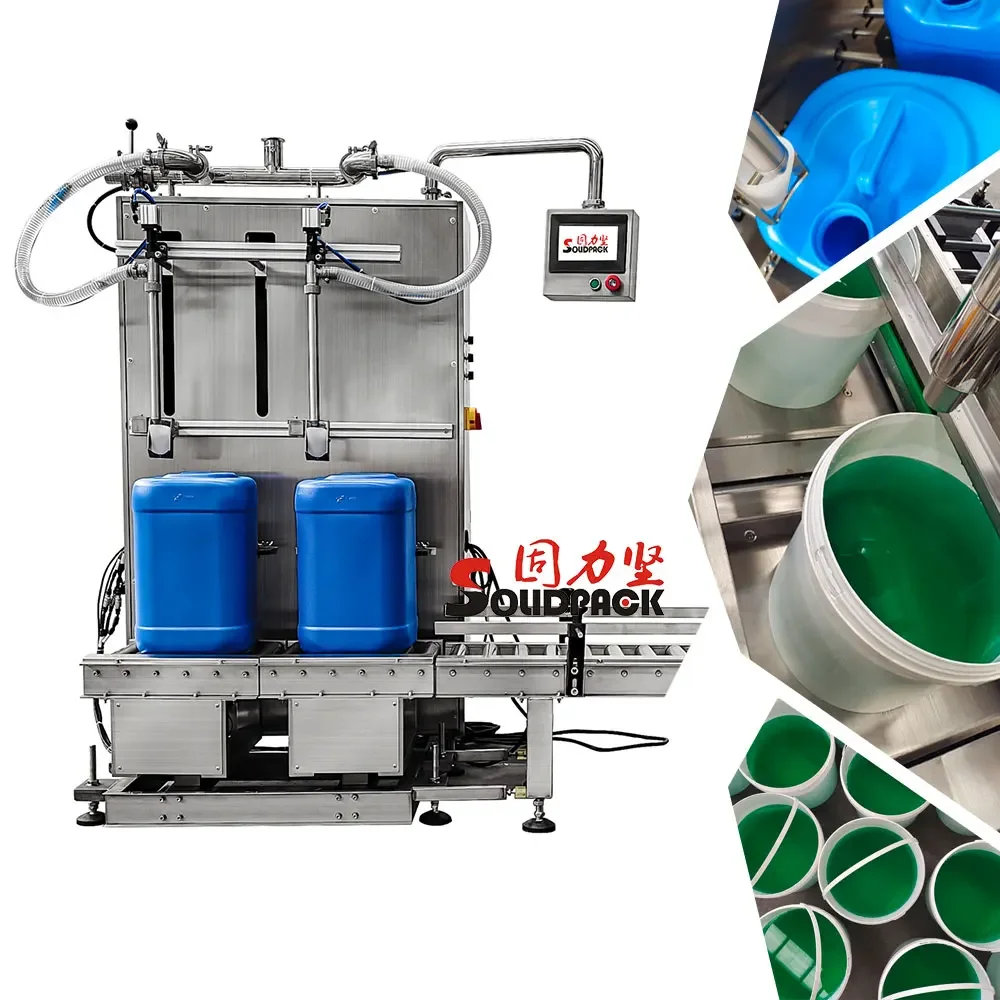 Solidpack automatic Linear multihead cooking oil Drum jerrycan Weighing down Filling Machine system liquid 20l 25l