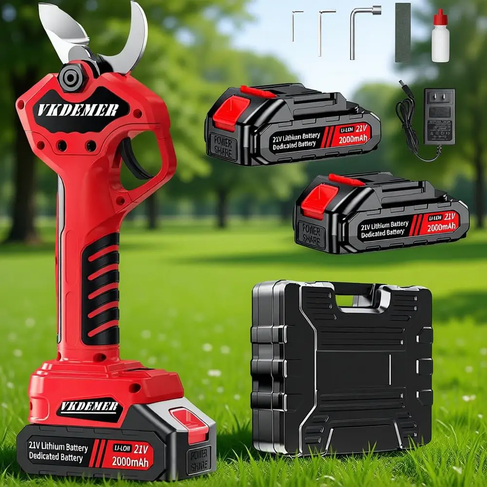 

Аккумуляторные беспроводные секаторы с ЖК-дисплеем, 2 литий-ионные аккумулятора по 2 Ач, диаметр реза 40 мм