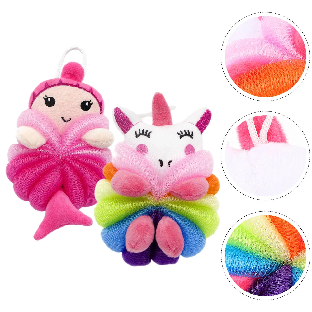 

2 Pcs Children's Bath Ball Skin Scrubber Bathing Exfoliating Sponge Kids Balls Pe Foaming Cleaning Tool Toddler