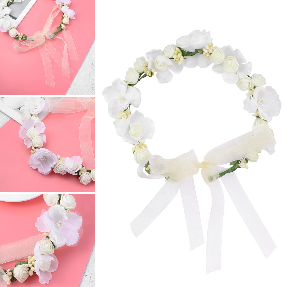 

Flowers Wreath Hairband Garland Floral Headband Headgear Bridal Headwear Festivals