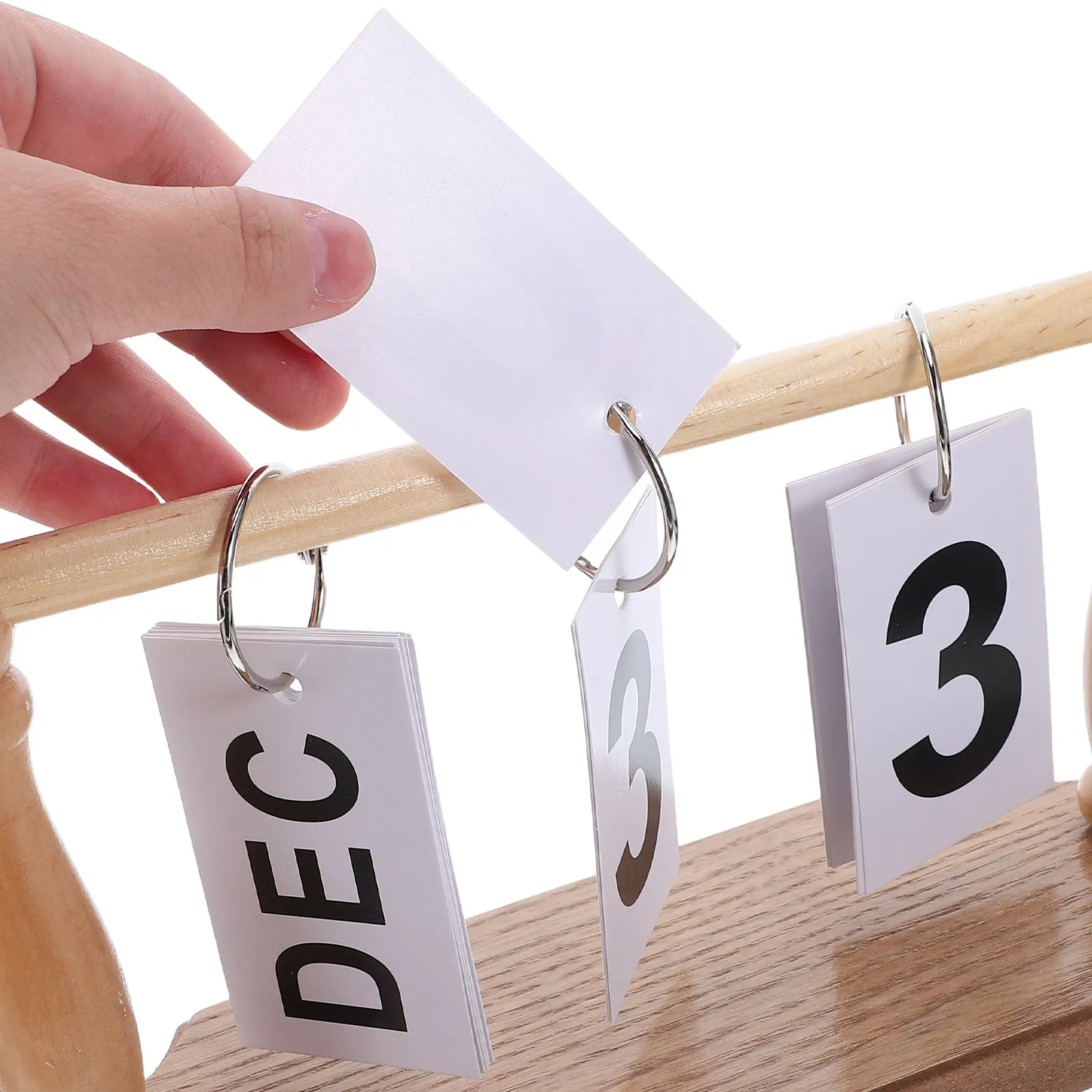 Perpetual Flip Desk Calendar Wood Rustic Standing Tabletop Monthly Planner Reusable Detachable Turn Date Page Display