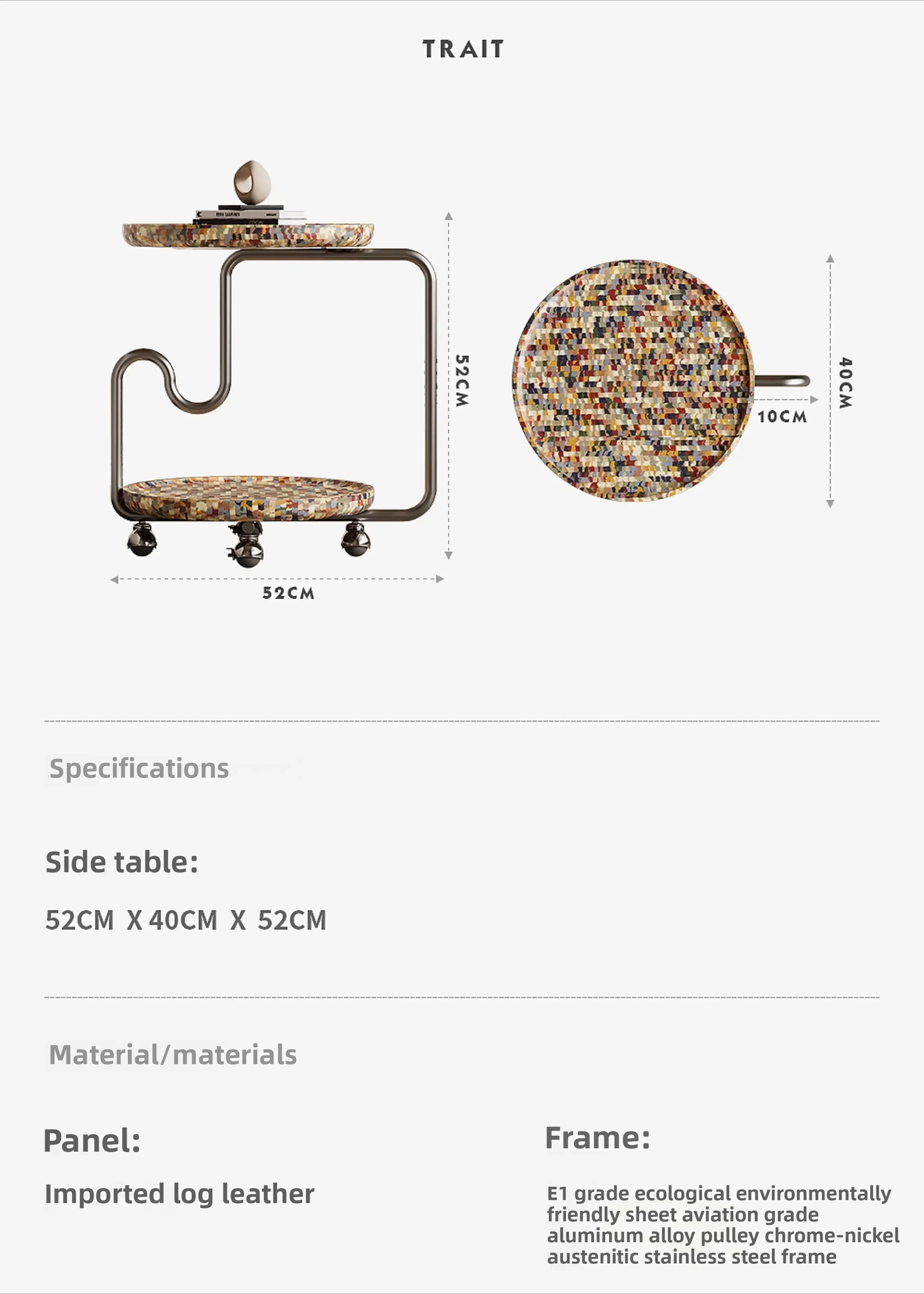 โต๊ะข้างโซฟาสไตล์มินิมอลอิตาลี หรูหรา ทันสมัย ทรงกลม โต๊ะกาแฟขนาดเล็ก เคลื่อนย้ายได้